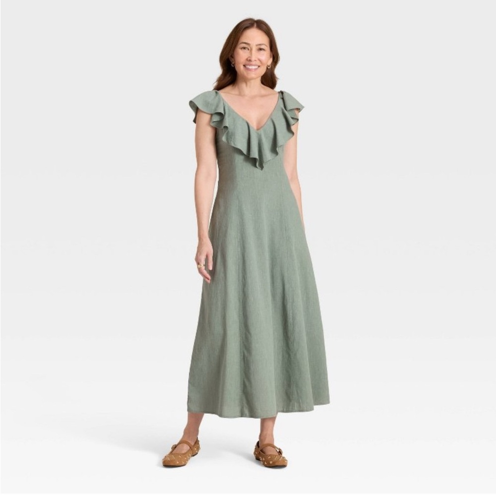 Universal Thread Sage Ruffle Maxi Dress